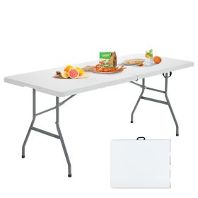 Portable Folding Camping Table with Carrying Handle for Picnic (Color: White)